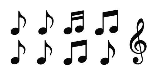 Collection of Musical Notes and Treble Clef Symbols
