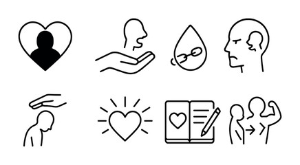 Emotional wellness icons for mental health and personal growth