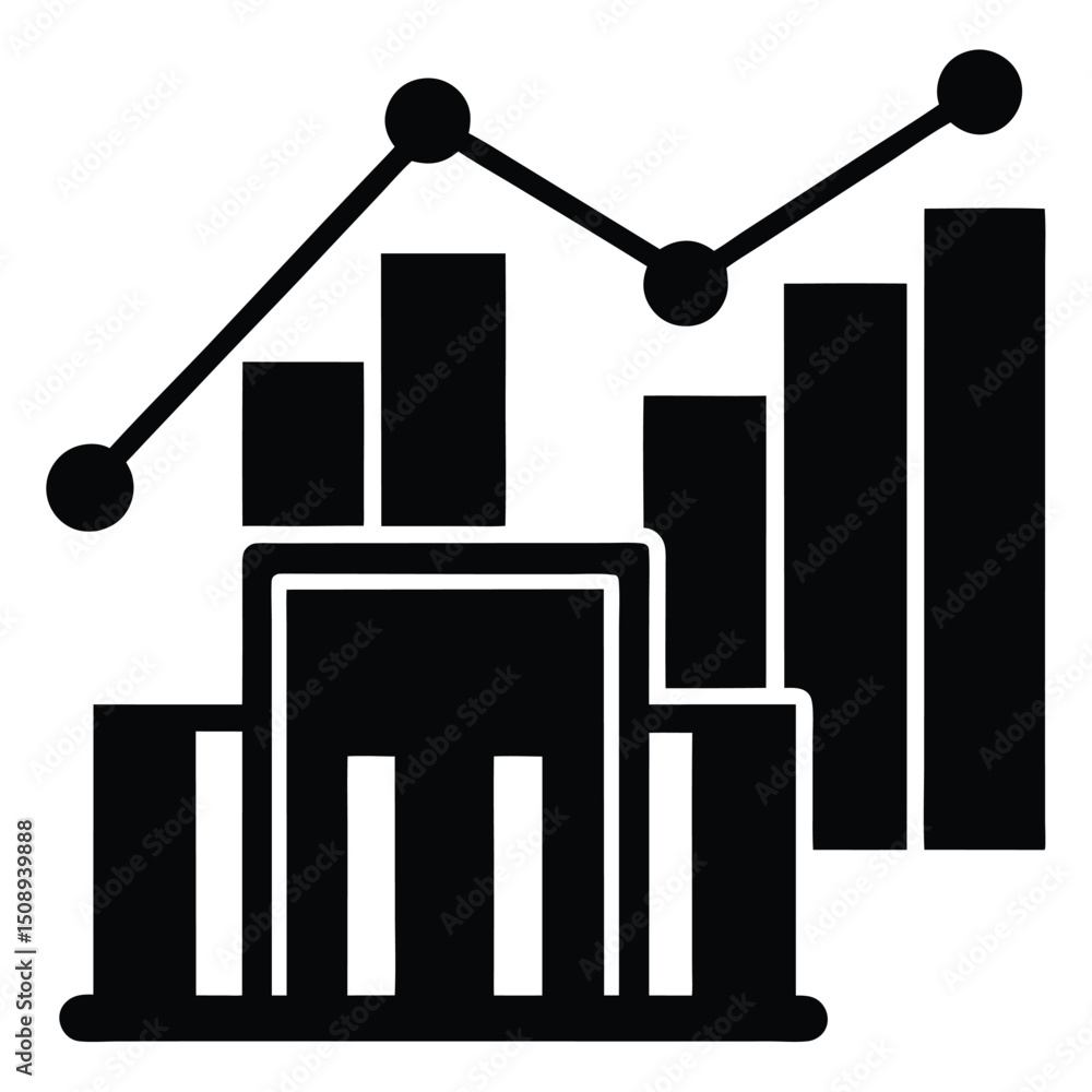Poster data analyst element isolated business data trends on white background