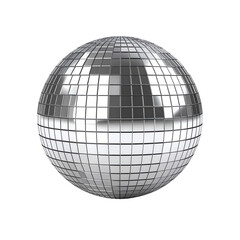 A reflective disco ball with a grid pattern, often used for parties and events to create vibrant light displays