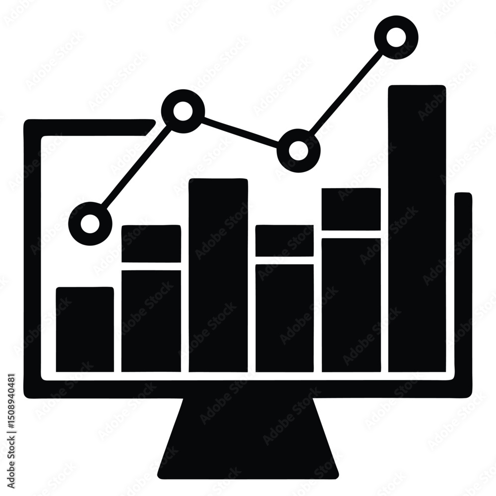 Poster data analyst element isolated business data trends on white background