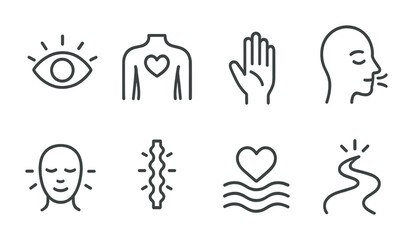 Mindfulness and wellness symbols for meditation and relaxation design