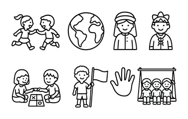 Fototapeta premium Children's activities and global unity: playful kids, world, and cultural diversity