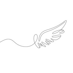 Single Line Drawing of a Graceful Angel Wing