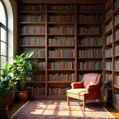 tall bookshelf vintage collection colorful binding literature library interior design home decor, shelves, hardcover, novel, paperback, spine, storage