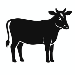 Black farm animal silhouettes including cow, goat, pig, and sheep vector illustration