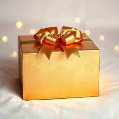 A beautiful golden gift box design with a white background color.