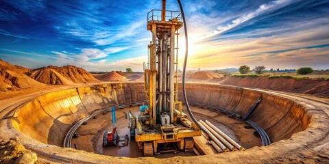 Drilling equipment in a deep well, rigging, earthworks
