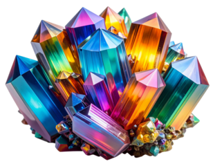 Colorful Bismuth Gemstone for Lapidary and Collecting, PNG transparent background.