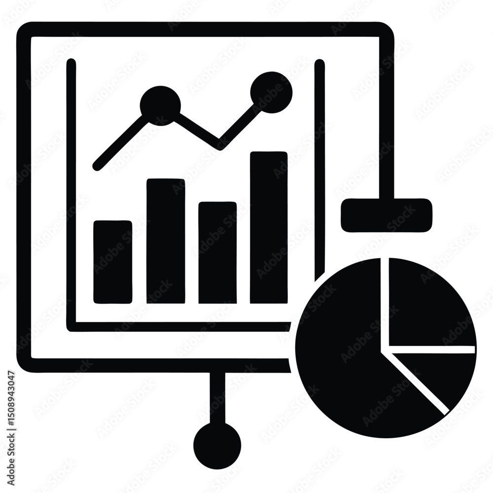 Poster data analyst element isolated chart interpretation on white background