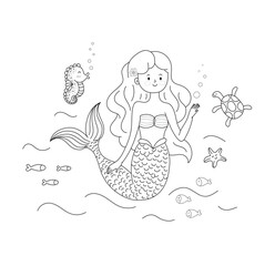 Mermaid character outline 