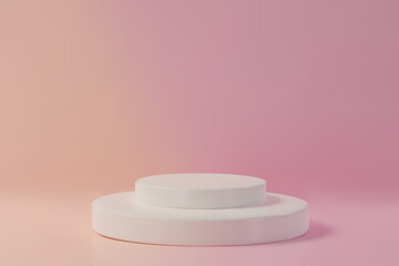 3d double podium background. Three-dimensional vector illustration stage. Winner platform for product display, award ceremony, presentation, or competition scene. Realistic, abstract, graphic use.