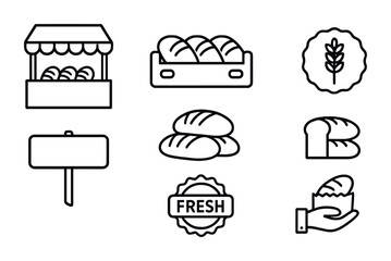 Fresh bread icons for bakery and market design projects