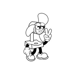 Retro character design of cool fan outline