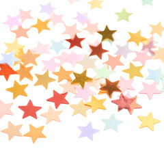 Colorful star-shaped confetti scattered randomly