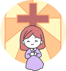 Spiritual Contentment Serene Girl Embracing Faith. Perfect for Christian themes, church materials, religious education, and faith-based content.