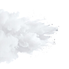 Fototapeta premium A burst of white powder resembling a cloud or explosion, creating a dynamic, textured visual effect