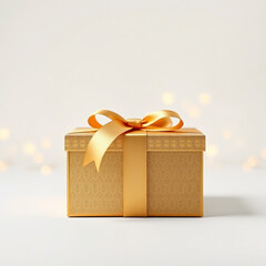 A beautiful golden gift box design with a white background color.