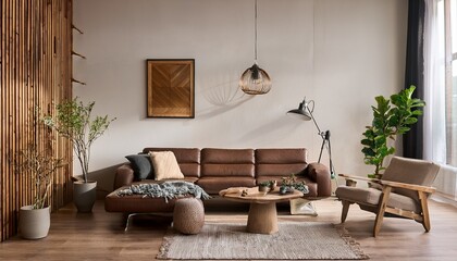 loft interior design of modern living room with barn wood paneling wall
