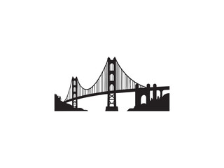Bridge Black Silhouette - Elegant Vector for City, Nature, and Journey Themes.