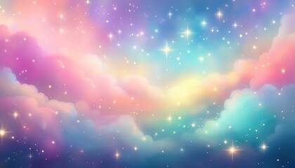 Fototapeta premium a vibrant dreamy background featuring pastel colors and sparkling stars ideal for use in creative projects invitations and digital designs