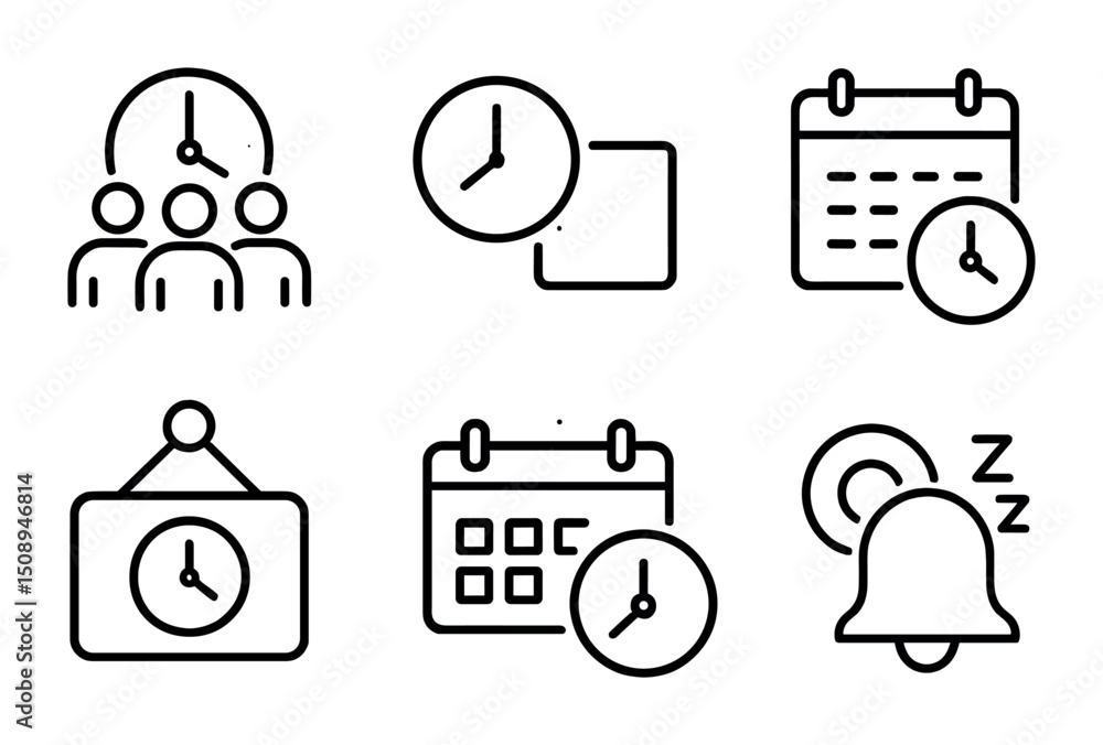 Aufkleber time management and scheduling icon set for business and productivity