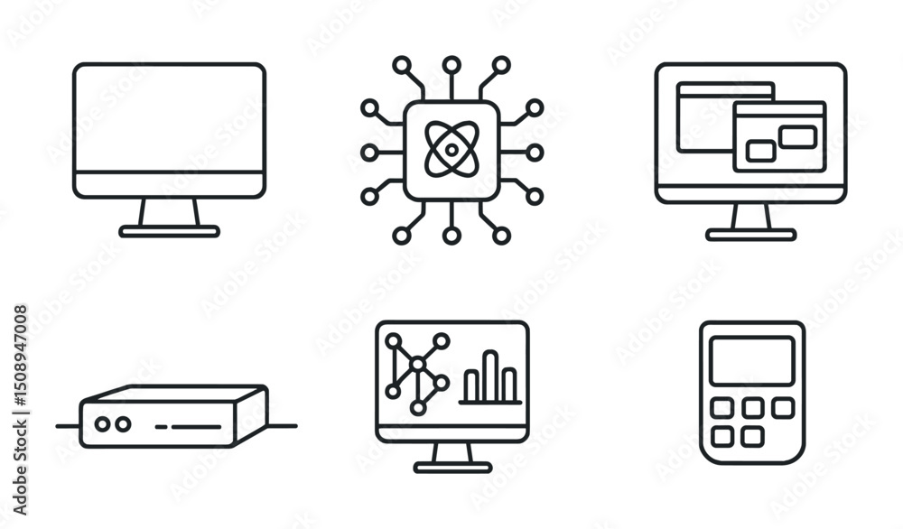 Poster digital technology icons for computer and network design projects