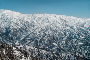 Amirsoy, Amirsay snowy rocks, mountains in Uzbekistan. Chatkal Range. Western Tien Shan mountains