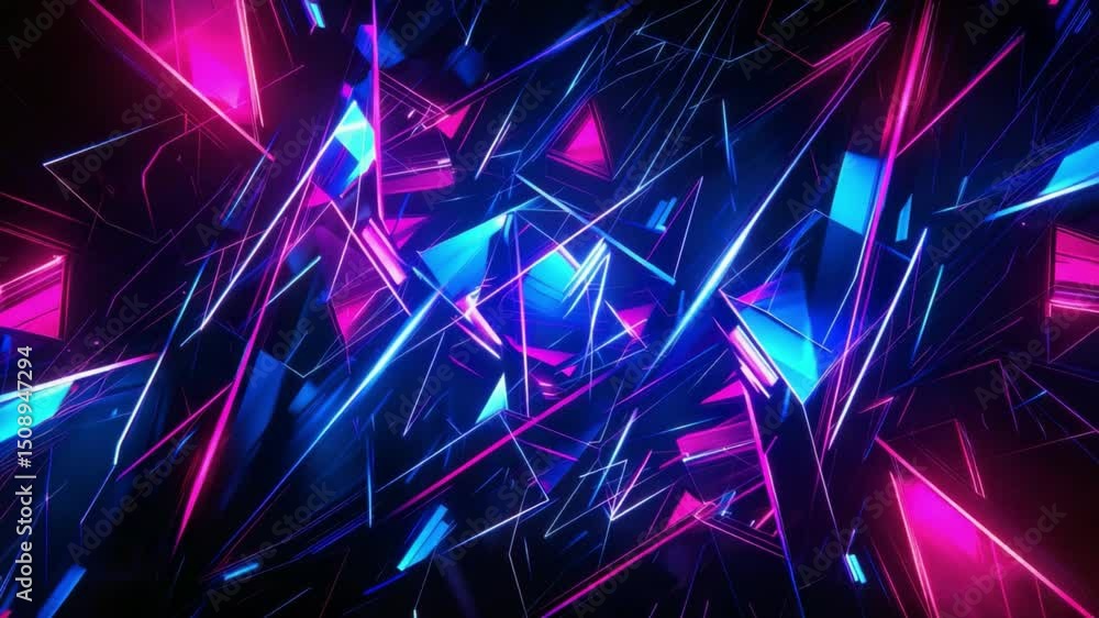 Poster bright neon abstract background with sharp geometric lines and dynamic light reflection for modern d