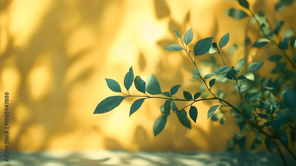 Poster elegant foliage and sunlight create serene ambiance, ideal for backgrounds or design elements. soft 