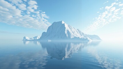 Serene Arctic Landscape with Iceberg and Calm Water Reflection