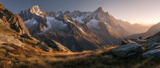 Obraz premium Majestic Mountain Panorama Breathtaking Sunrise Views