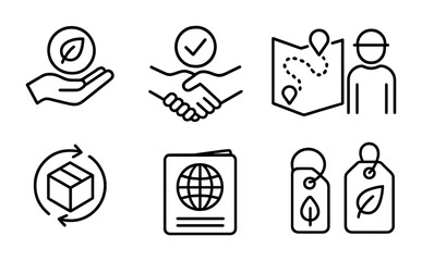 Sustainability icons for eco-friendly practices and green initiatives in graphic design
