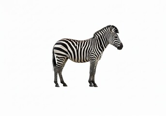 Fototapeta premium Zebra standing profile against white
