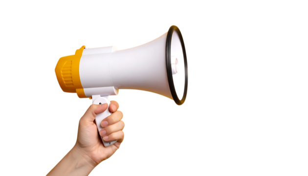 Hand hold megaphone scream on colored.megaphone, business, communication, concept, advertisement, advertising, announce, artwork, black and white, clip art, collage, creativity, cut out, discussion,