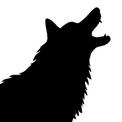 Dog Barking Black & White Silloutte, Vector Asset