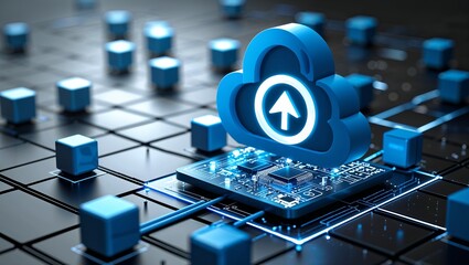 Cloud Computing Upload Digital Data Transfer and IT Network Infrastructure on Futuristic Grid.