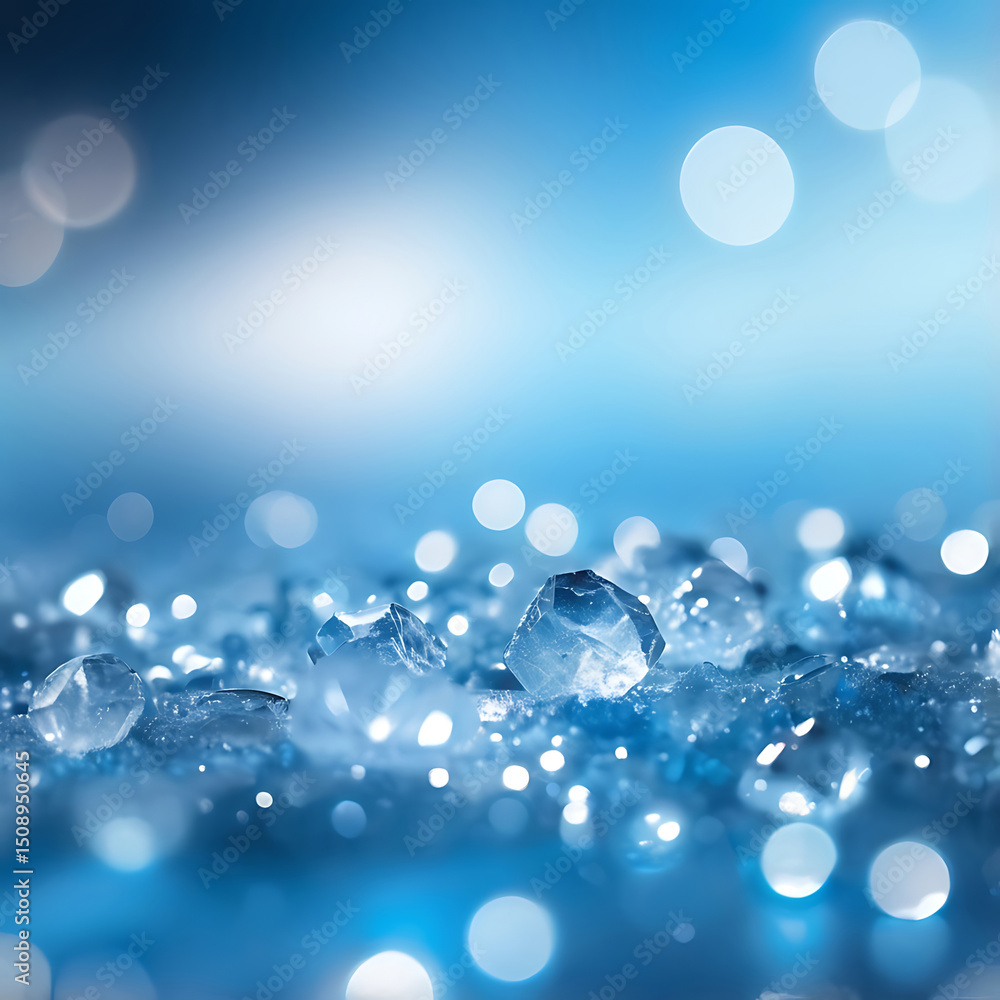 Poster blue abstract crystal background with bright light effects, geometric pattern, smooth texture, moder