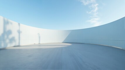 Minimalist White Space with Soft Light and Sky View
