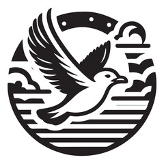 Seagull flying in sky illustration vector
