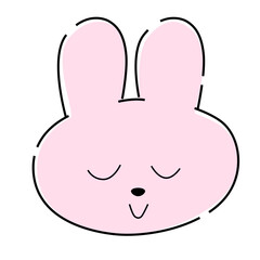 目を閉じてニコニコしているピンクのうさぎイラスト15