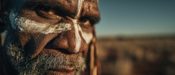 Powerful Portrait Indigenous Australian Mans Face Culture and Tradition