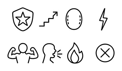 Icons representing motivation, health, and growth for digital and print media