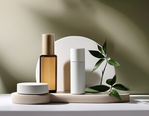 elegant minimalist beauty products display