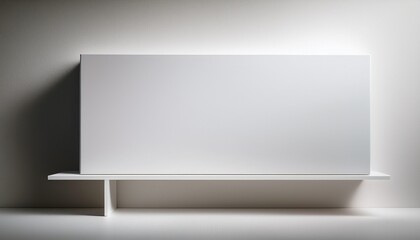 Fototapeta premium minimalist white rectangular box on clean white background with soft natural lighting copy space