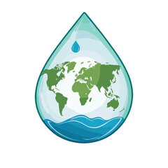 Obraz premium Water droplet containing a green globe and waves in a vibrant design, environmental concept