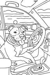 Dog Driving Doodle Art