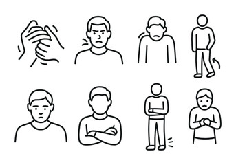 Hand gestures and facial expressions illustrating human emotions and body language