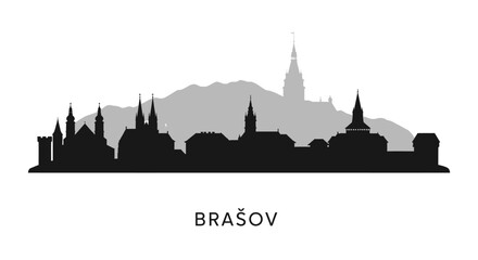 Fototapeta premium Brasov Skyline Silhouette with Romania, and Cityscape.