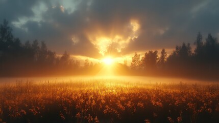 Bright light pierces foggy landscape, symbolizing a moment of clarity and a clear path ahead